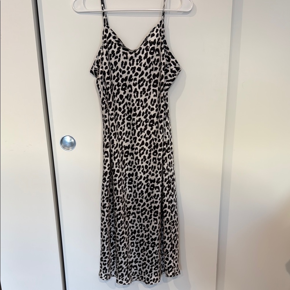 A New Day Black and White Leopard Print Sundress